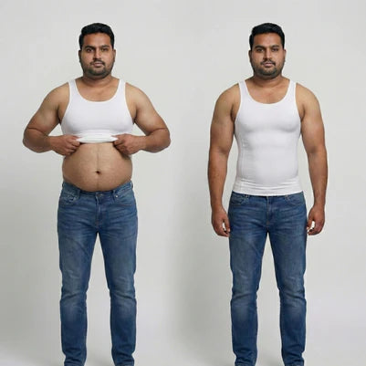 High Compression Vest For Men Pack Of 2 With FREE 30 Day Diet Chart eBook : Lightweight Anti- Sweat Summer Fabric