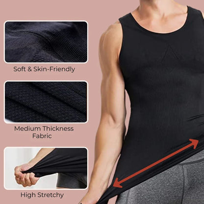 High Compression Vest For Men Pack Of 2 With FREE 30 Day Diet Chart eBook : Lightweight Anti- Sweat Summer Fabric