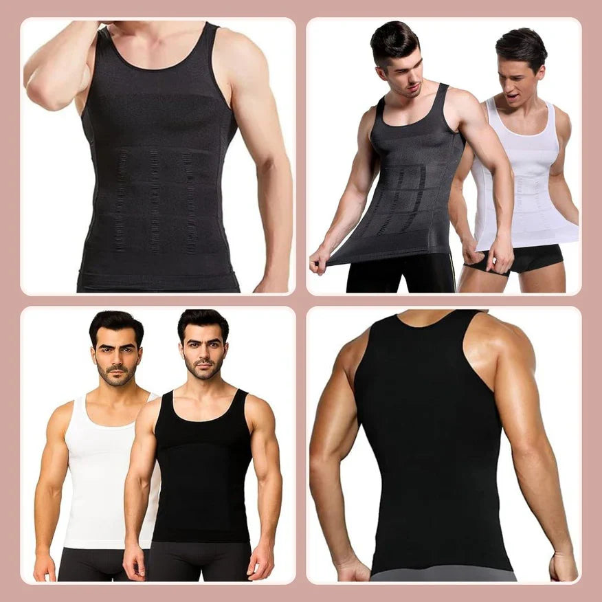 High Compression Vest For Men Pack Of 2 With FREE 30 Day Diet Chart eBook : Lightweight Anti- Sweat Summer Fabric